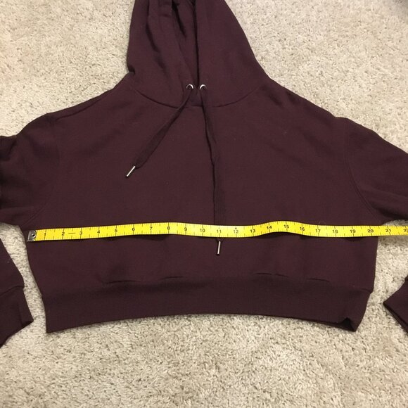 Soft Burgundy Cropped Pullover Hoodie - Picture 12 of 15